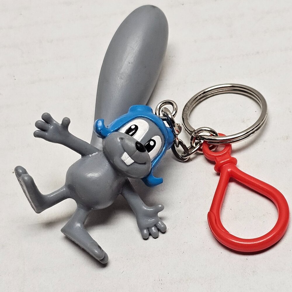 Vintage ROCKY Flying Squirrel Bullwinkle Key Chain Ring Hold Ornament Figure 90s
